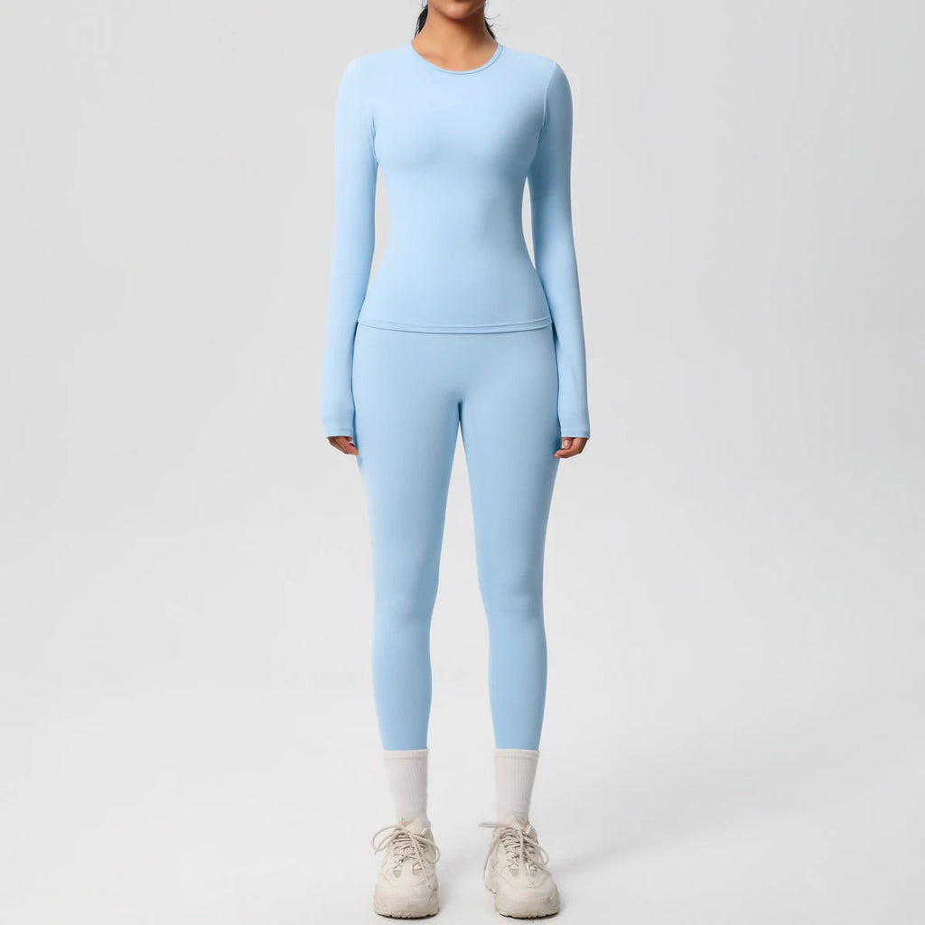 2 PCS Sportswear Yoga Set Gym Clothes Yoga Suits For Women Fitness Set Tracksuits Sports Long Sleeve Crop Top Gym Leggings Quick Pick Grocers