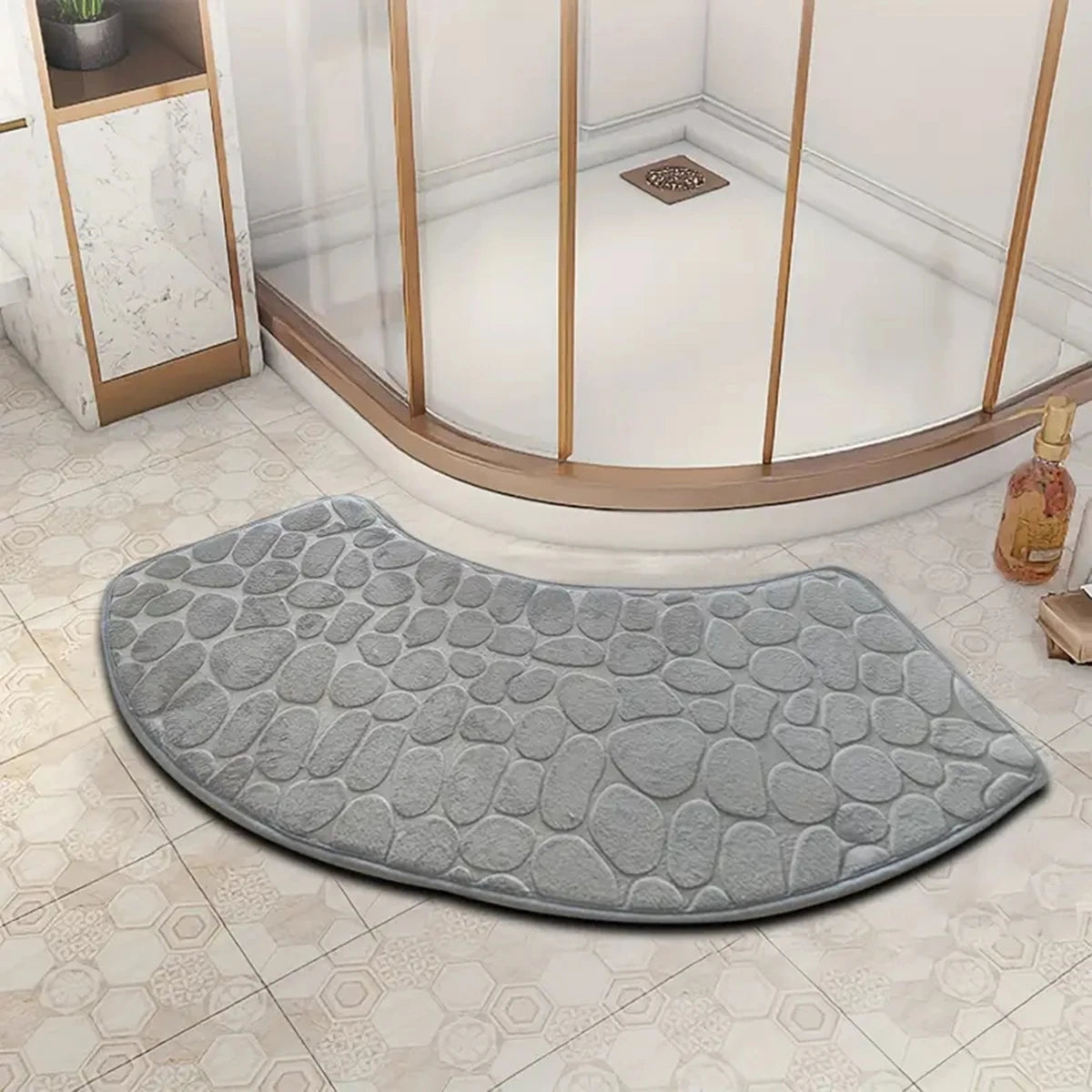 Curved bathroom mat thickened shower room absorbent door mat toilet bathroom non-slip mat dirt-resistant entrance mat Quick Pick Grocers