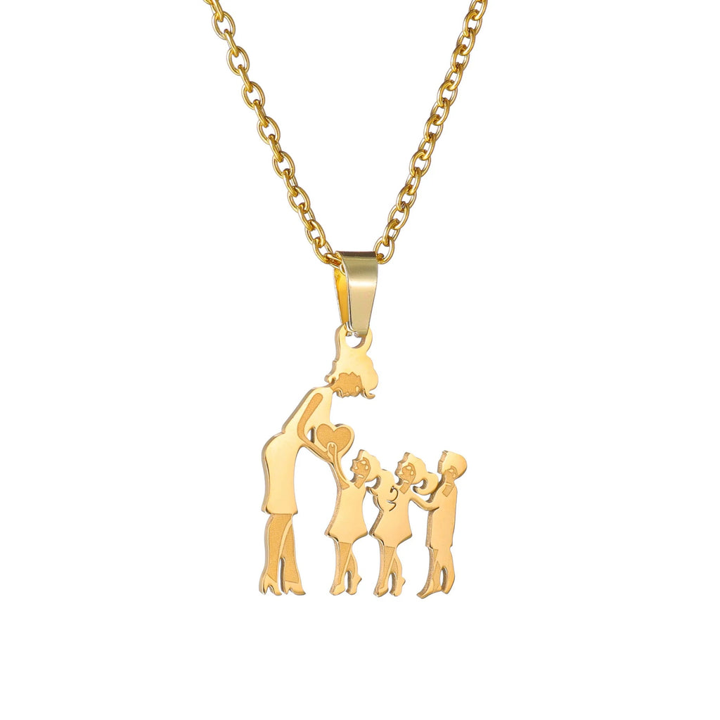Girls Boy Children Stainless Steel Family Necklaces Mama Pendants Necklace Birthday Gifts For Women Jewelry Mother's Day Jewelry Quick Pick Grocers
