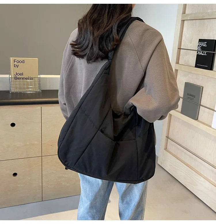 Trendy Women's Soft Cloth Shoulder Bag Solid Color Student 2026 Spring Y2k Casual Style Big Handbags Crossbody Bags for Women Quick Pick Grocers