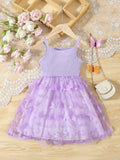 Summer Toddler  Kids  Girl's Clothes  Baby's Butterfly Decor Mesh Splicing Cami Dress Elegant Sleeveless Princess Dress Quick Pick Grocers