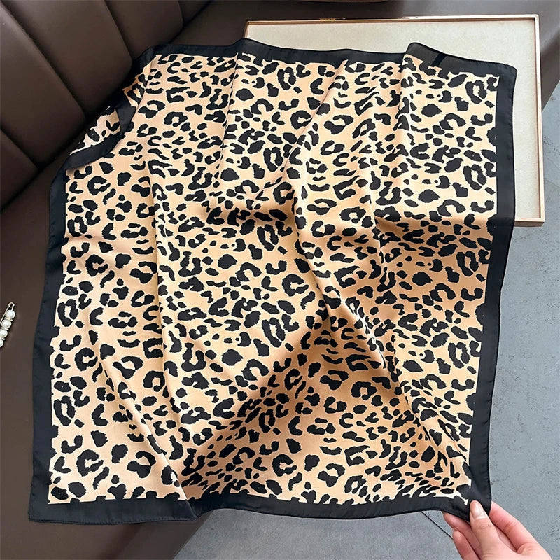 2025 Silk Shawl Print Headscarf Cat Hair Wrap Neckerchief Female Satin Square Scarf For Women Headband Foulard Hijab Bandana Quick Pick Grocers