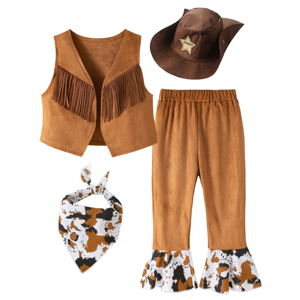 Cowboy Costume for Girls Purim Halloween Toddler Child Cowgirl Cosplay Vest Skirt Party Fancy Dress Carnival Birthday Clothes Quick Pick Grocers