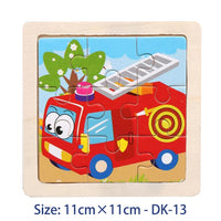 11cm/4.33in Kids Wooden Jigsaw Puzzle Games Cartoon Animal Vehicle Pattern Children Montessori Educational Toys Econic Blanks