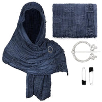 Medieval Vintage Hooded Shawl Scarf Cloak For Men Women Renaissance Halloween Tattered Layered Textured Frayed Cosplay Costume Quick Pick Grocers