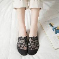 New Women Socks Slippers Non-slip Breathable Cute Lace Invisible Socks Sexy Non-slip Cool Thin Socks Fashion Black Boat Socks Quick Pick Grocers