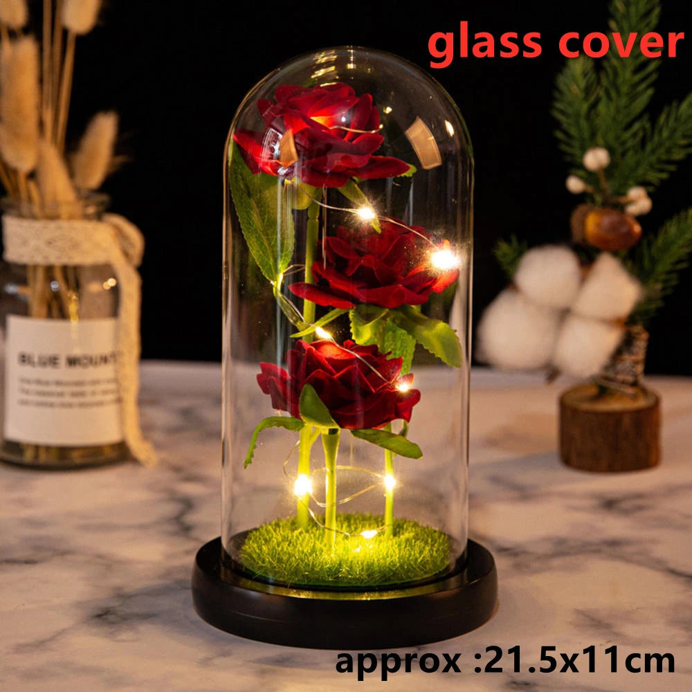 LED Galaxy Three Rose Artificial Flowers, Wedding Decoration, Creative Valentine'S Day and Mother'S Day Gift without Battery 1Pc Quick Pick Grocers