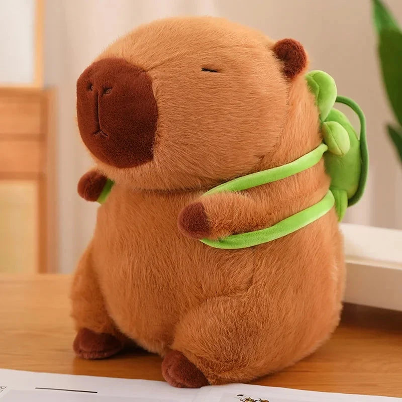 Strawberry Hat Capybara Plush Toy Simulation Turtle Backpack Capibara Stuffed Animals Papa Hand Circle Ring Small size Pendant Econic Blanks