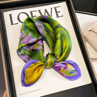 2025 Fashion 100% Real Silk Scarf 53cm Square Bandelet Women's Silk Temperament Small Scarf Neck Decorative Wrap Printed Scarves Quick Pick Grocers