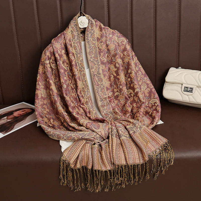 Luxury Brand Autumn Cashmere Pashmina Shawl Lady Wrap Warm Winter Scarves Design Print Female Foulard Cotton Stoles Scarf 2023 Quick Pick Grocers