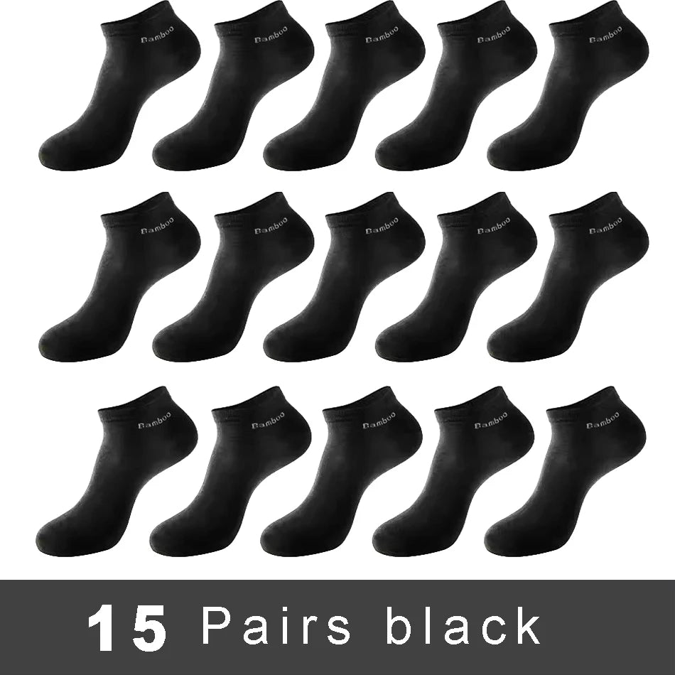 5/10/15 Pairs Men's Bamboo Fiber Socks Short High Quality New Casual Breatheable Anti-Bacterial Man Ankle Socks Men Size 38-45 Quick Pick Grocers