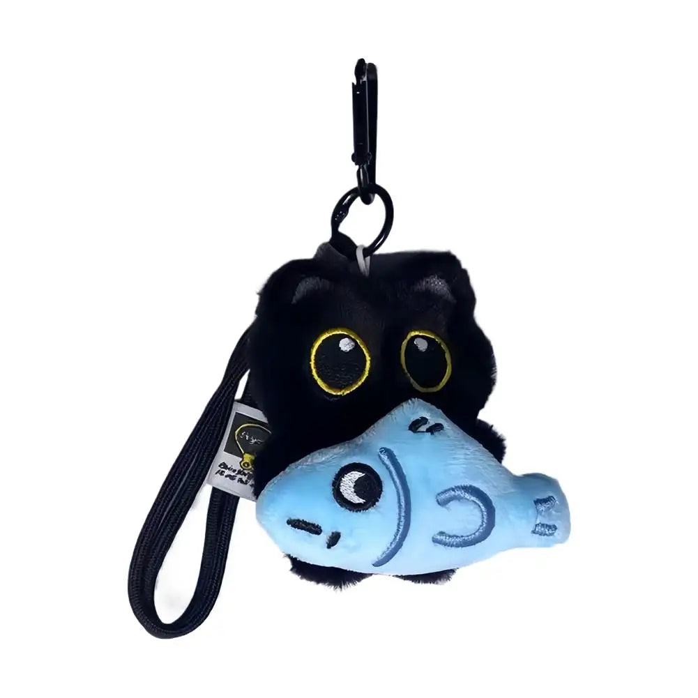 Cute Cartoon Plush Black Cat Keychain Bag Pendant Decoration Kawaii Stuffed Doll Toy Car Keyring Accessories Couples Gift Quick Pick Grocers