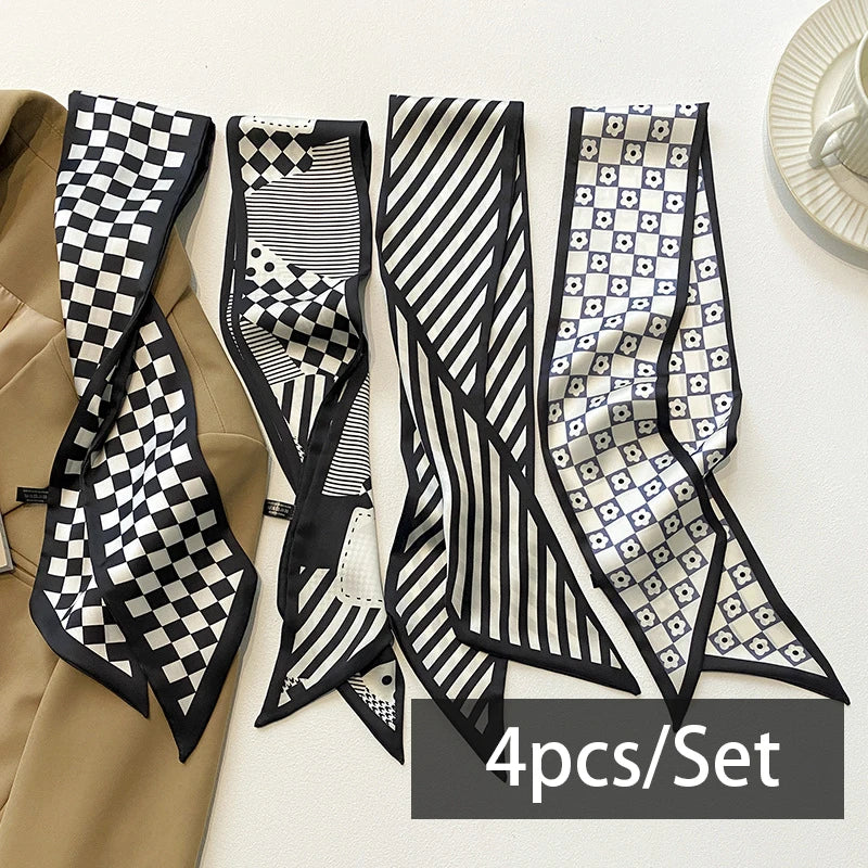 2-6pcs/set Series Silk Satin Scarf Women Cloth Hair Bands Headdress Accessories Lady Scarves Ribbon Neck Ties for Bag Handle Quick Pick Grocers