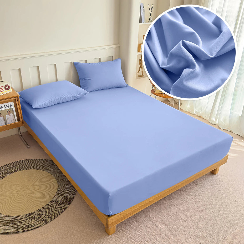 High Quality Fabric Fitted Sheet With Elastic Band Solid Color Mattress Sheet for King Queen Bed 150x200 180x200 200x220cm 1PC Quick Pick Grocers