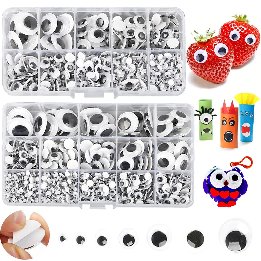 100pcs/200/550pcs Self-adhesive Googly Wiggle Eyes for DIY Scrapbooking Crafts Projects DIY Dolls Accessories Eyes Handmade Toys Econic Blanks
