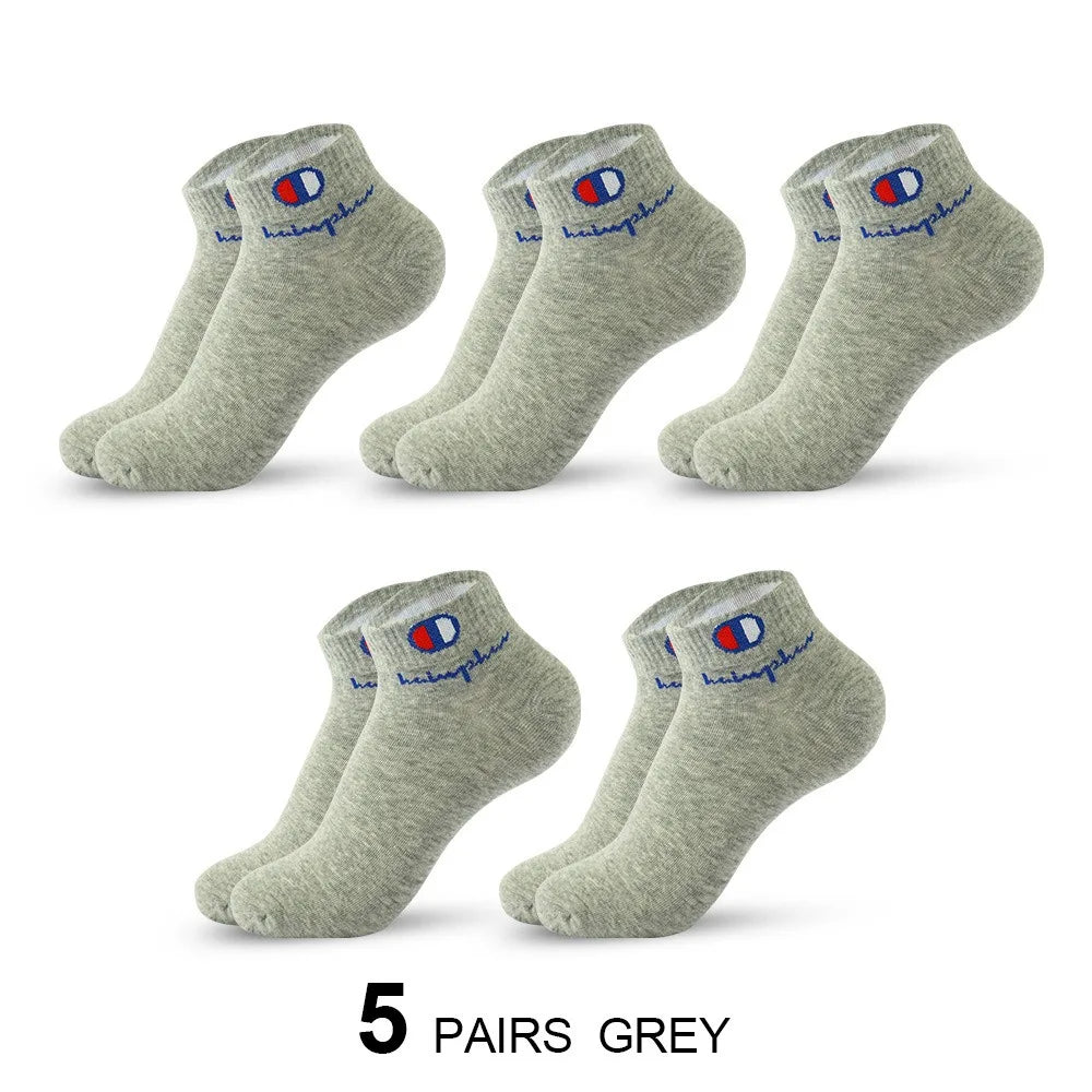 5/10/20 Pairs Men Ankle Socks Cotton Brand Classic Fashion Black White Socks Breathable Mesh Athletic Sports Socks for Summer Quick Pick Grocers
