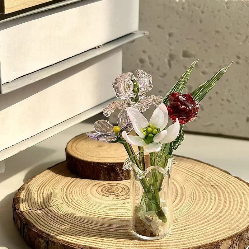 Tulip Glass Ornament Simulated Flower Bouquet Gift Healing Series Girlfriend Life Is One Thousand Times Spring and Bright Quick Pick Grocers