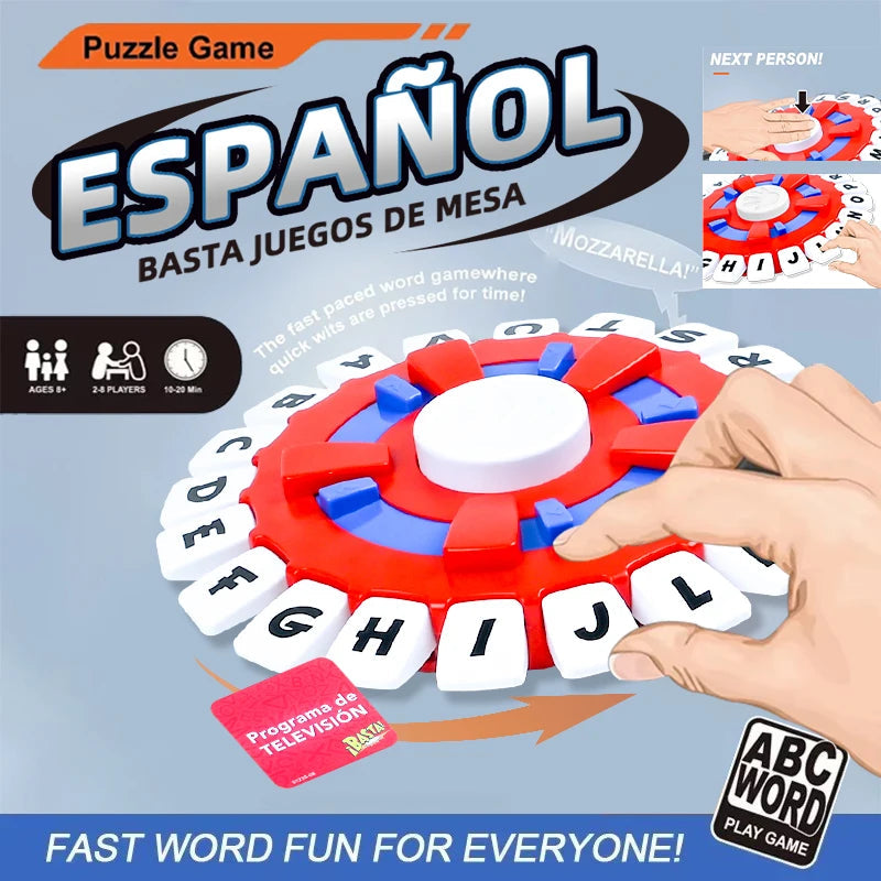 Spanish Basta Game Fast-paced Family Gathering Letter Toys For Adults Children Letters Learning Lengua española Juegos De Mesas Econic Blanks