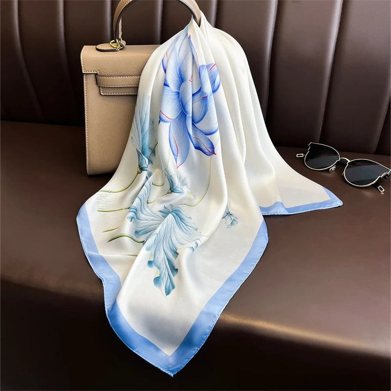2025 New Fashion 70X70cmPrinted Women's Scarf Pashmina Silk Scarf Square Shawl Decorative Headband Neck Luxury Design Bandana Quick Pick Grocers