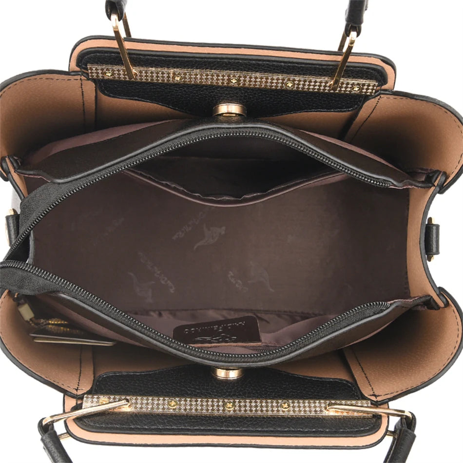 2024 Luxury Women Designer 3 Layers Shoulder Crossbody Sac Ladies Large Capacity Leather Handbags Shopper Brand Messenger Totes Quick Pick Grocers