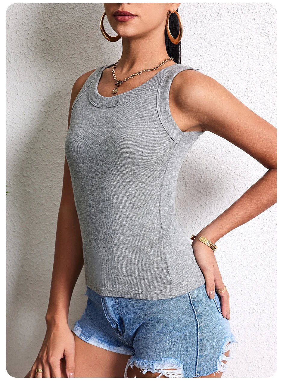 3-piece Ladies Solid Color Vest Fashion Joker Young Woman Threaded Camisole Quick Pick Grocers