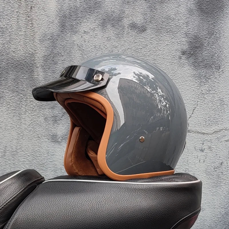 Retro semi-open motorcycle helmet cross-country motorcycle accessories motorcycle helmet 3/4 retro helmet in winter Quick Pick Grocers