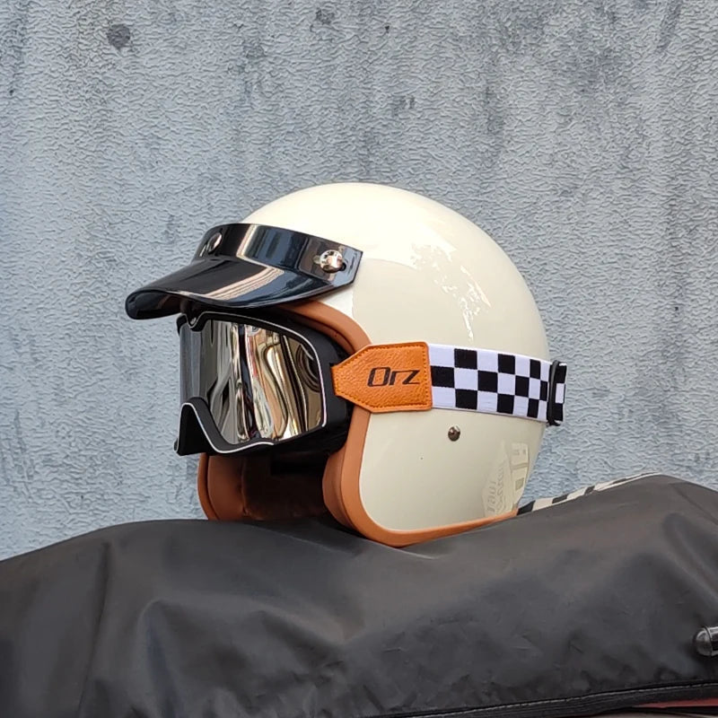 Retro semi-open motorcycle helmet cross-country motorcycle accessories motorcycle helmet 3/4 retro helmet in winter Quick Pick Grocers