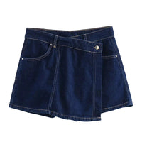 MUJER Blue Denim Shirt Woman Short Sleeve Cropped Shirt Women Summer Short Tops Woman Streetwear Y2k Stylish Women's Blouses Quick Pick Grocers
