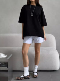 Hirsionsan Summer Casual Oversized T-shirts Women 100% Cotton Pink Loose Tees 2025 New Cusual Solid O Neck Female Aesthetic Tops Quick Pick Grocers