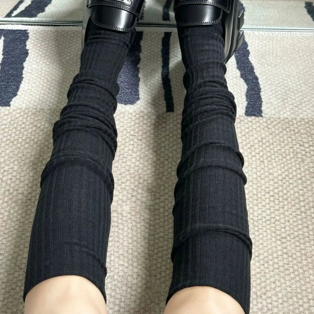 Fashion Pure Cotton Knee-high Socks Solid Color Keep Warm Long Tight Socks Boot Socks Fall Winter Quick Pick Grocers