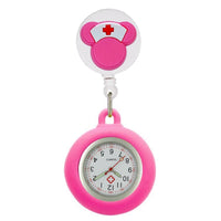 Retractable Lovely Cartoon Pattern Nurse Doctor Pocket Hang Clips Watches Colourful Hospital Medical Women Mens Badge Reel Clock Quick Pick Grocers