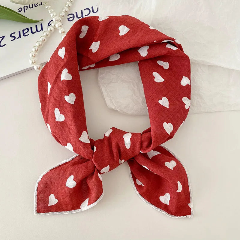 55cm Laies Headband Cotton Linen Square Scarf Women Korean College Girls Fashion Spring Autumn New Style Elegant Neck Scarves Quick Pick Grocers