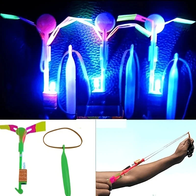 10pcs Led Light Rockets - Bright Flying Toys with Slingshot Launchers, Party Favors for Birthdays, Halloween, Christmas Econic Blanks