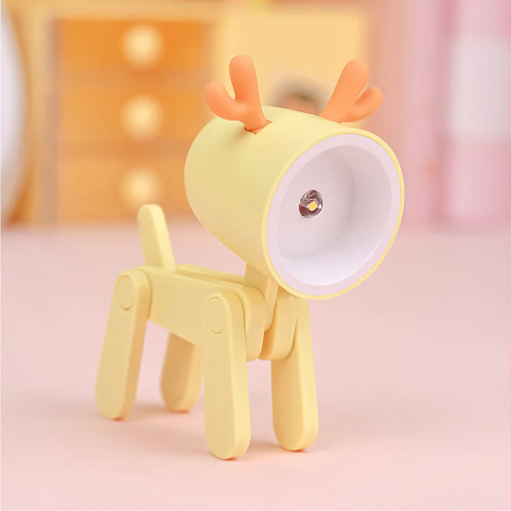 LED Night Light Mini Folding Desk Lamp Cute Pet Lights Dog Deer Portable Night Light Student Living Room Decor Gift Quick Pick Grocers