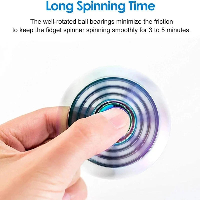 Metal Rainbow Fidget Spinner Colorful EDC Hand Spinner Anti-Anxiety Toy for Children Adult Relieves Stress Finger Spinner Gifts Econic Blanks