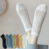 Fashionable Summer Soft Short Socks for Women Thin Mesh Sock Breathable Feature Sweet Hollow Out Design White Lace Ankle Socks Quick Pick Grocers