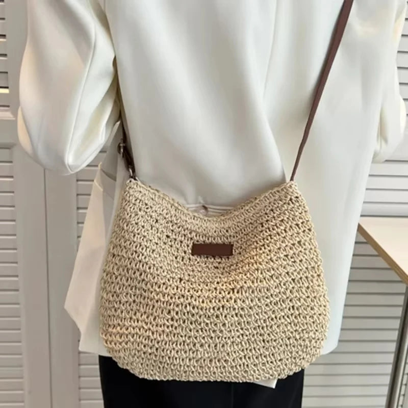 Elegant Light Paper Rope Bag - Bohemian Handmade Style, Hot-Selling Beach/Casual Bag (Crossbody & Shoulder Tote) Quick Pick Grocers