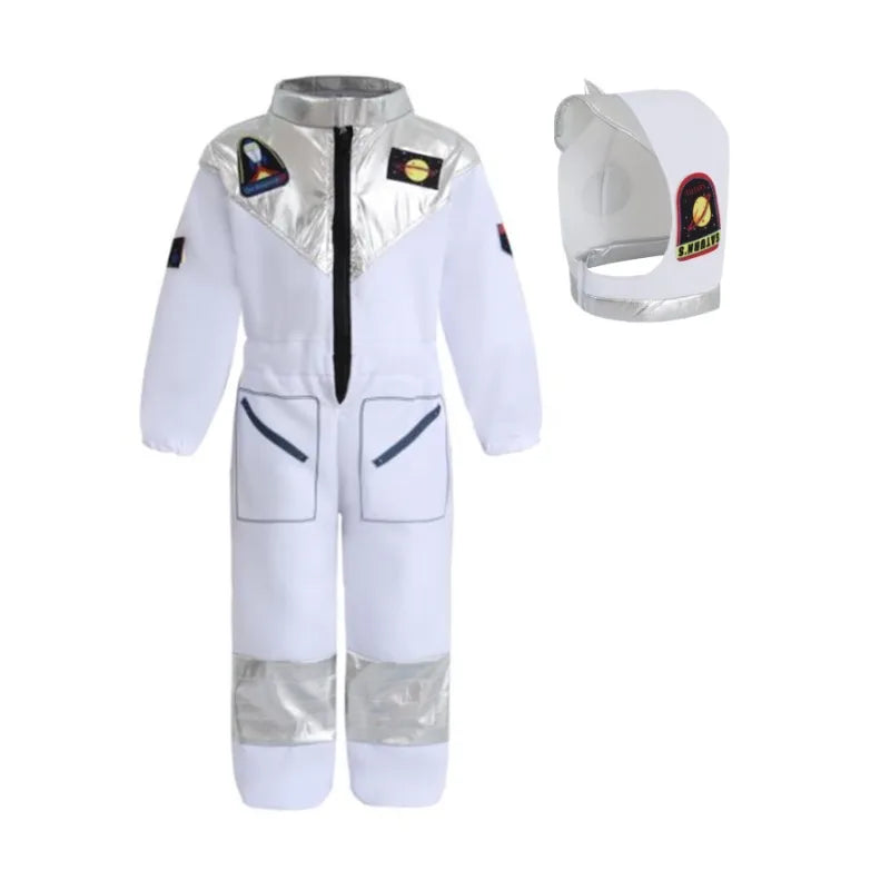 Boy's Cartoon Astronaut Cosplay Costume, Halloween Dress Up One-piece Jumpsuit & Hat, Kid's Dress Up Outfit For Carnival Party Quick Pick Grocers