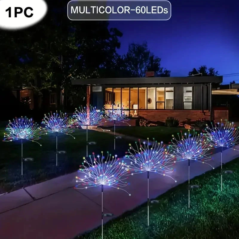 NEW 200LEDs Solar Fireworks Lights Outdoor Waterproof Solar Garden Lights 8 Lighting Modes With Remote Control Decorations Light Econic Blanks