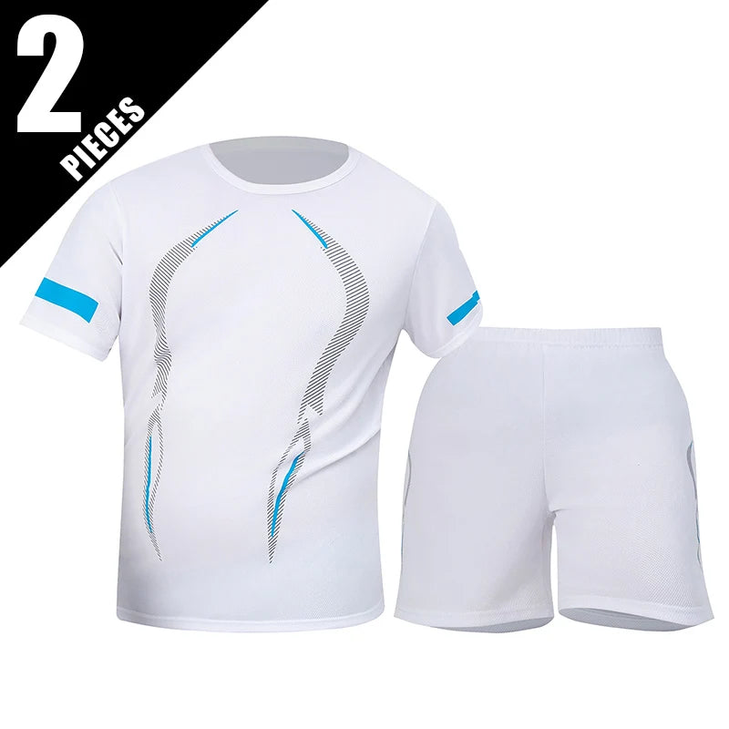 2/4/6 Pcs Plus Size Men's Quick-drying Short-sleeved Shorts Suit Men's Leisure Sports Running Fitness T-shirt Joker Shorts Teen Quick Pick Grocers