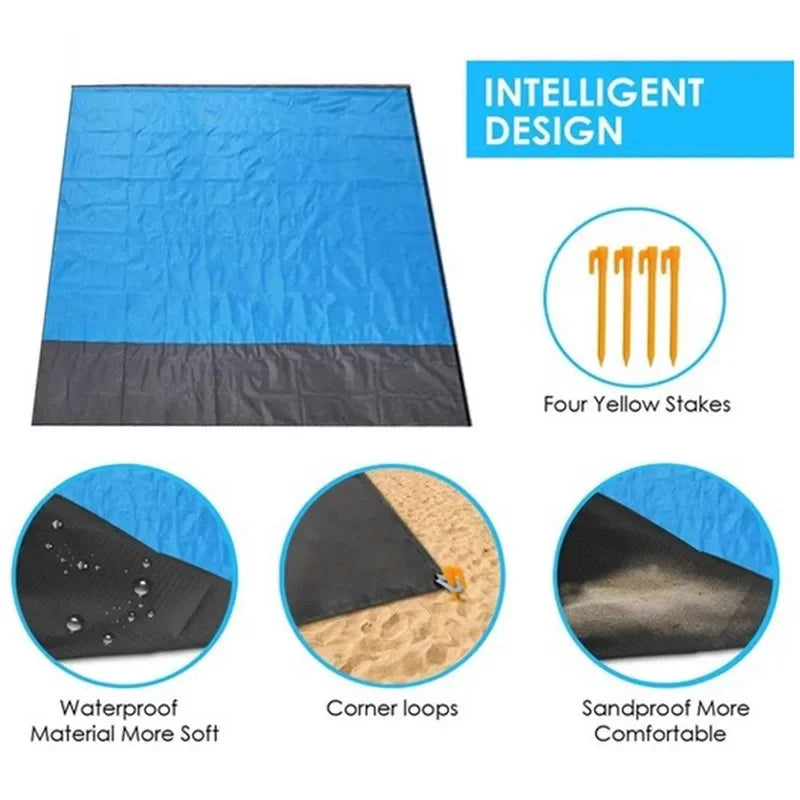 Waterproof Pocket Beach Mat Folding Beach Blanket Camping Mat Lightweight Lightweight Mat Outdoor Picnic Mat Econic Blanks
