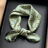 2025 Fashion 100% Real Silk Scarf 53cm Square Bandelet Women's Silk Temperament Small Scarf Neck Decorative Wrap Printed Scarves Quick Pick Grocers