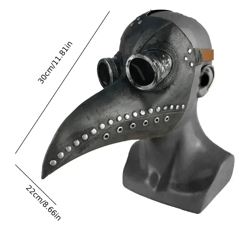 Black Rubber Plague Doctor Mask Costume Halloween Cartoon Spooky Steampunk Gas Latex Mask for Kids and Adults Cosplay Props Quick Pick Grocers