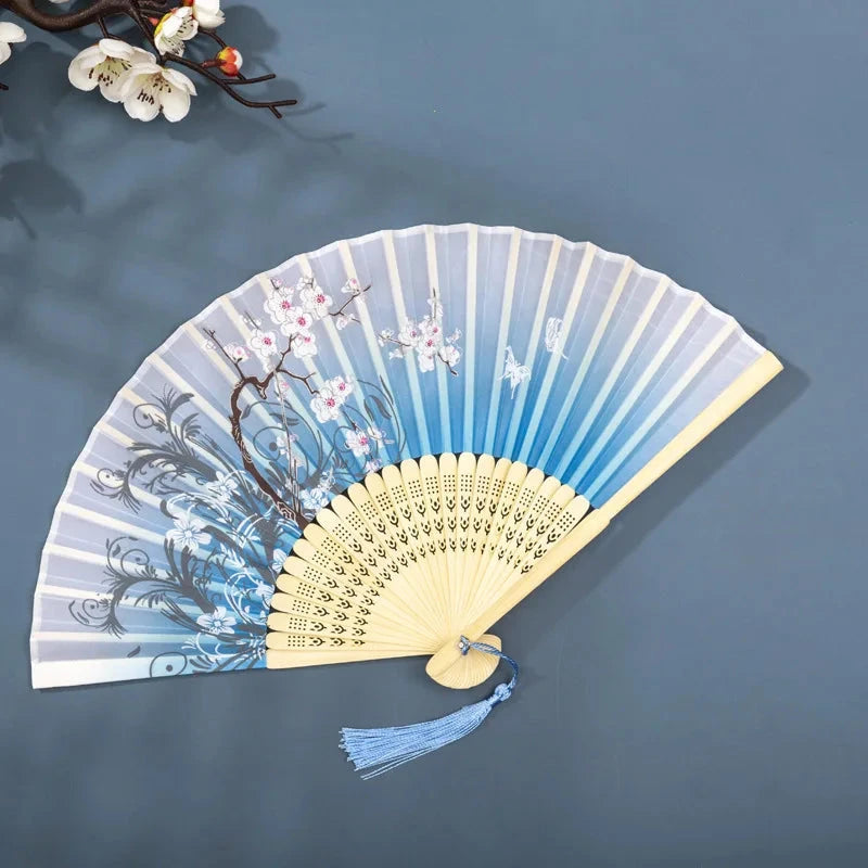 Hand Fan Foldable Silk Fan Noodles Bamboo Fan Bones Halloween Cosplay Prop Christmas Wedding Decoration Party Gifts Art Crafts Econic Blanks
