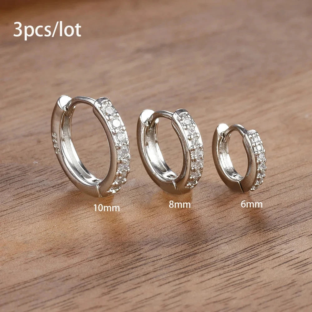 3 Piece Fashion Stainless Steel Round Star Drop Earrings Set for Women 18K Gold Plated Dangle Earring Punk Unisex Rock  Jewelry Econic Blanks
