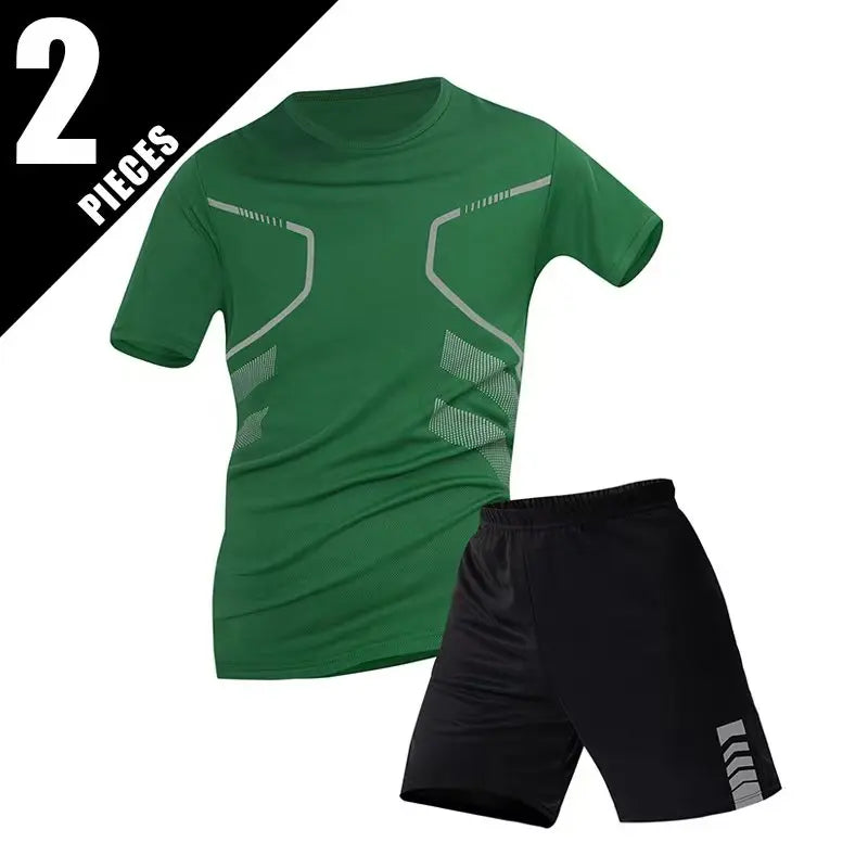 2/4/6 Pcs Plus Size Men's Quick-drying Short-sleeved Shorts Suit Men's Leisure Sports Running Fitness T-shirt Joker Shorts Teen Quick Pick Grocers