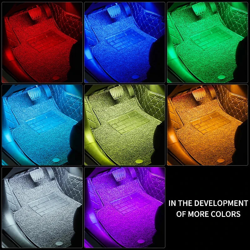 Neon LED Car Interior Ambient Light Kit – RGB Foot Strip Lighting with APP & Remote Control, Music Sync Car Decor Lamp Econic Blanks