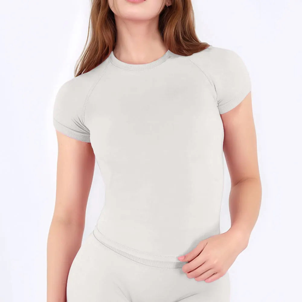 NCLAGEN Sport Shirt Women Fitness Impact Short Sleeve Top Gym Workout Yoga Blouse Quick Dry Breathable Running Tee Versatile Top Quick Pick Grocers