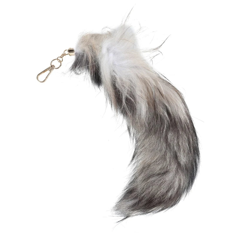 Plush-Fox Tail Keychain Furry Racoon Tail Keyring Keychain 28cm Animal Tail Key-Pendant Pompoms Keyring Holder Bag-Decor Econic Blanks