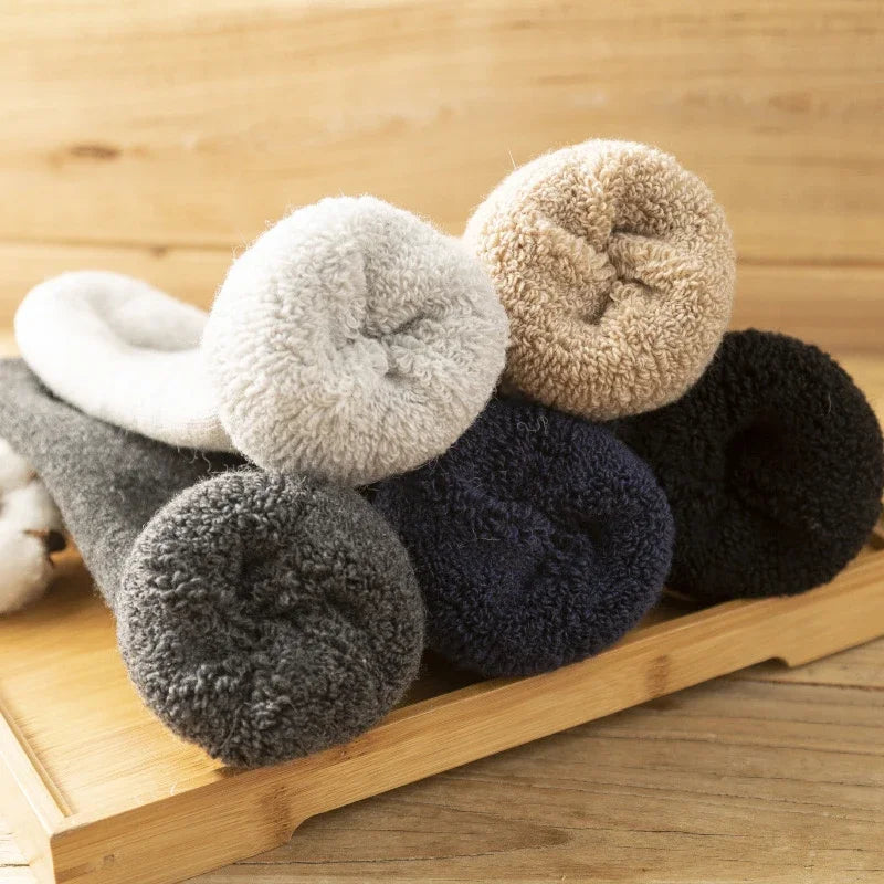 3 Pairs Men Women Wool Socks Couples Solid Winter Snow Chrismas Gift Thermal Cashmere Marino Thickened Fleece Terry Loop socks Quick Pick Grocers